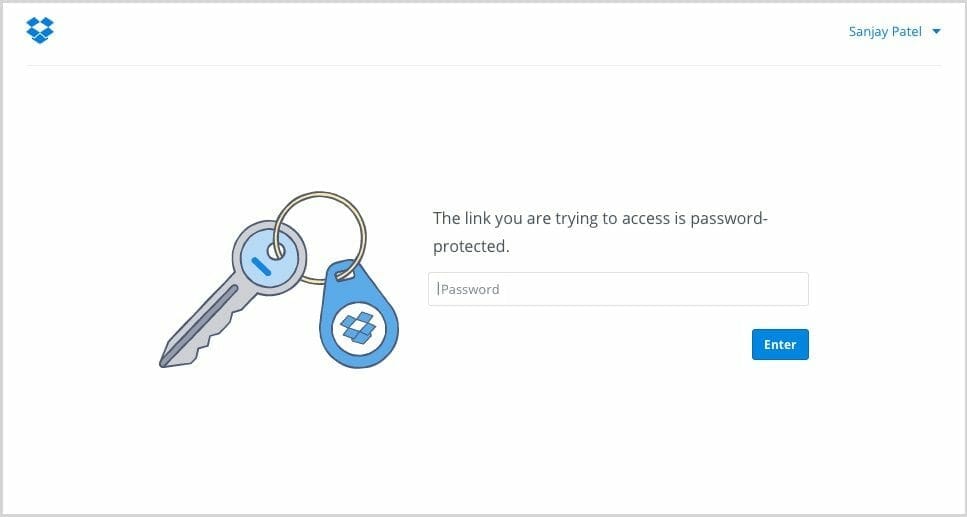 Dropbox-Password links