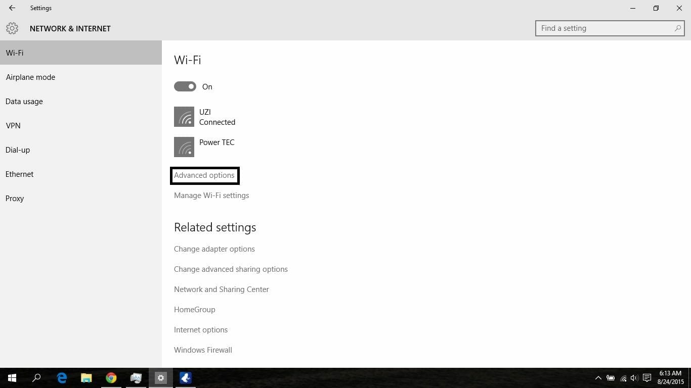 Network Settings- Windows 10