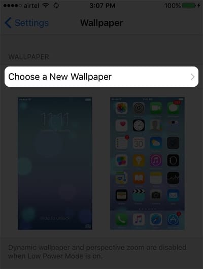 iOS settings new wallpaper