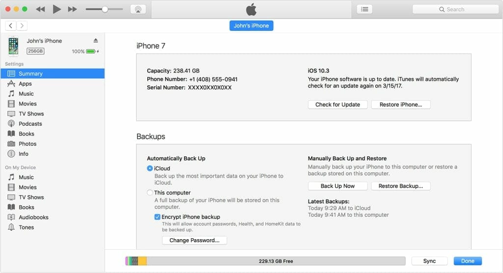 iTunes iPhone Restore