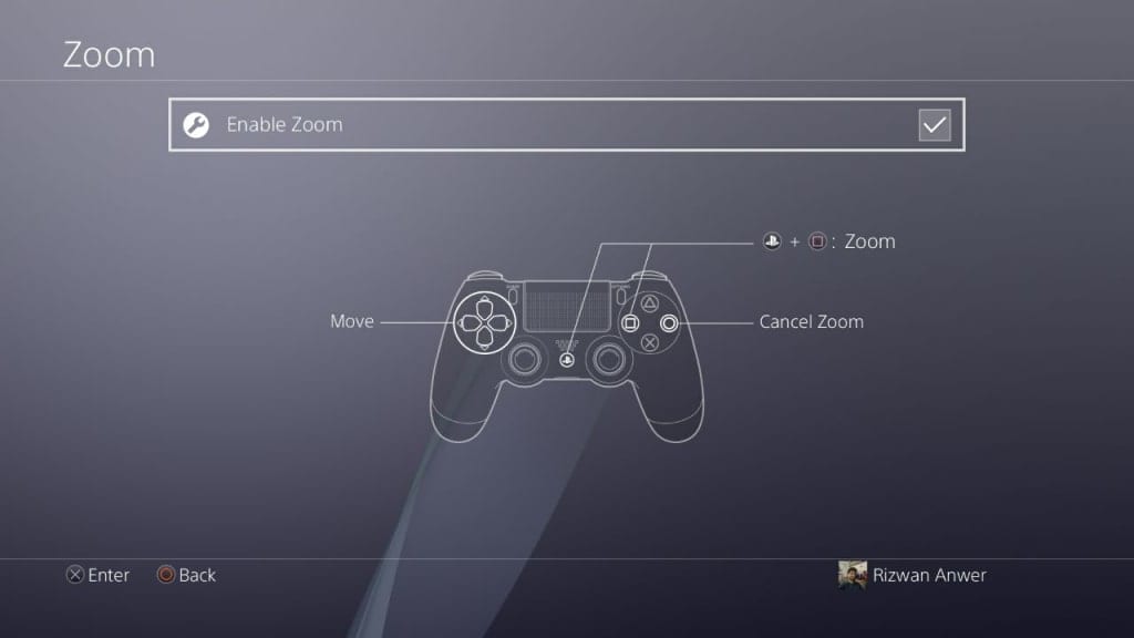 Activating the PS4 Zoom Feature