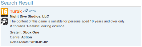 Turok Remastered for Xbox One Rated By PEGI 