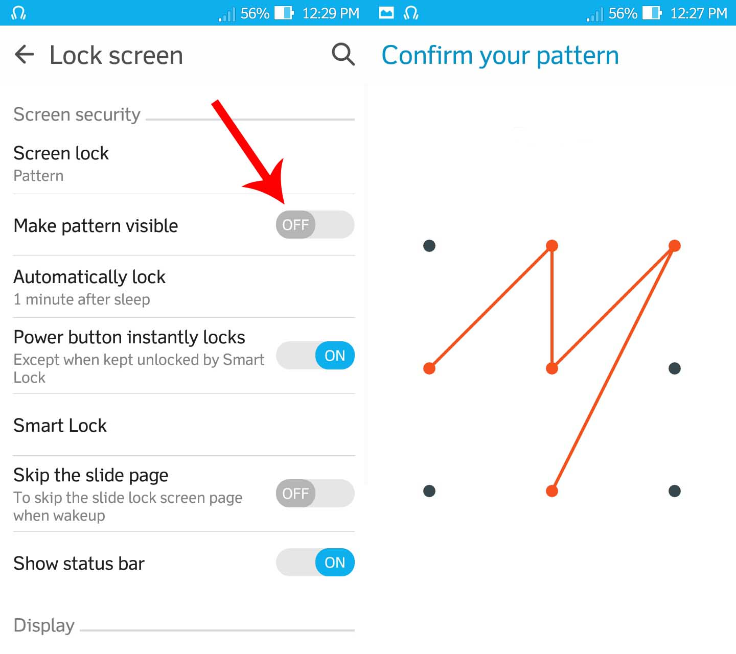 Disable Pattern lock from settings