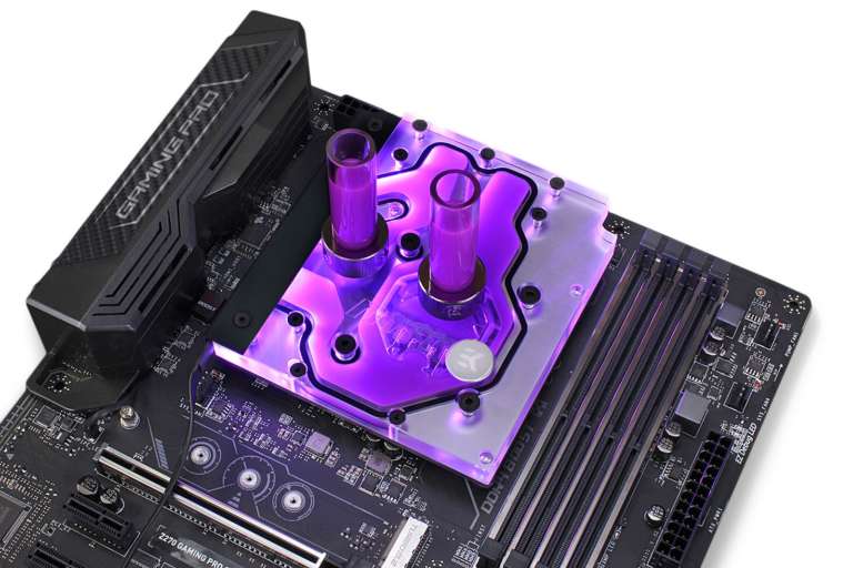EK AM4 Monoblock Cooler installed on a Motherboard