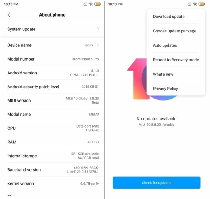 MIUI 10 beta 8.11.15