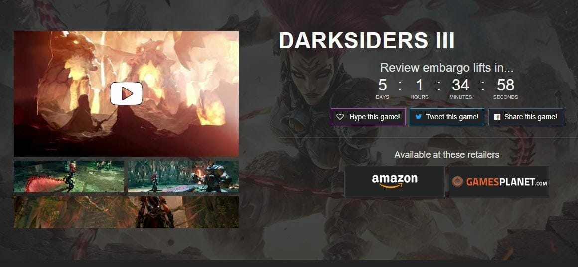 Darksiders 3 Review Embargo To Be Lifted On 26th Nov