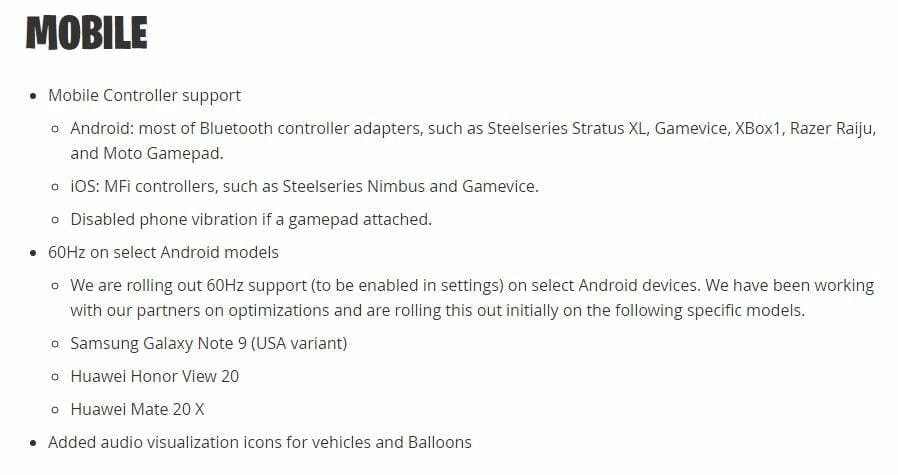 60 FPS on Fortnite Android