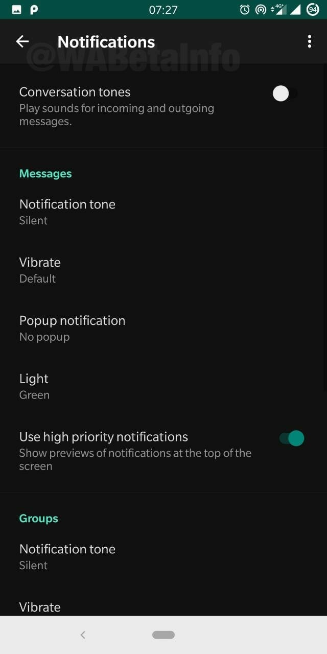 WhatsApp dark mode