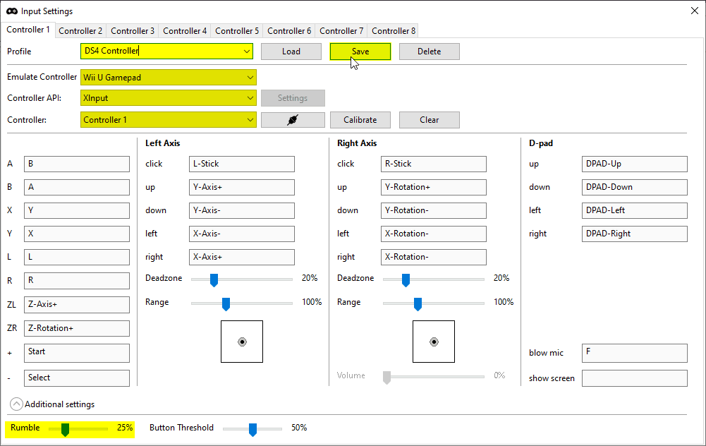 Dual Shock Controller with Gyro in CEMU