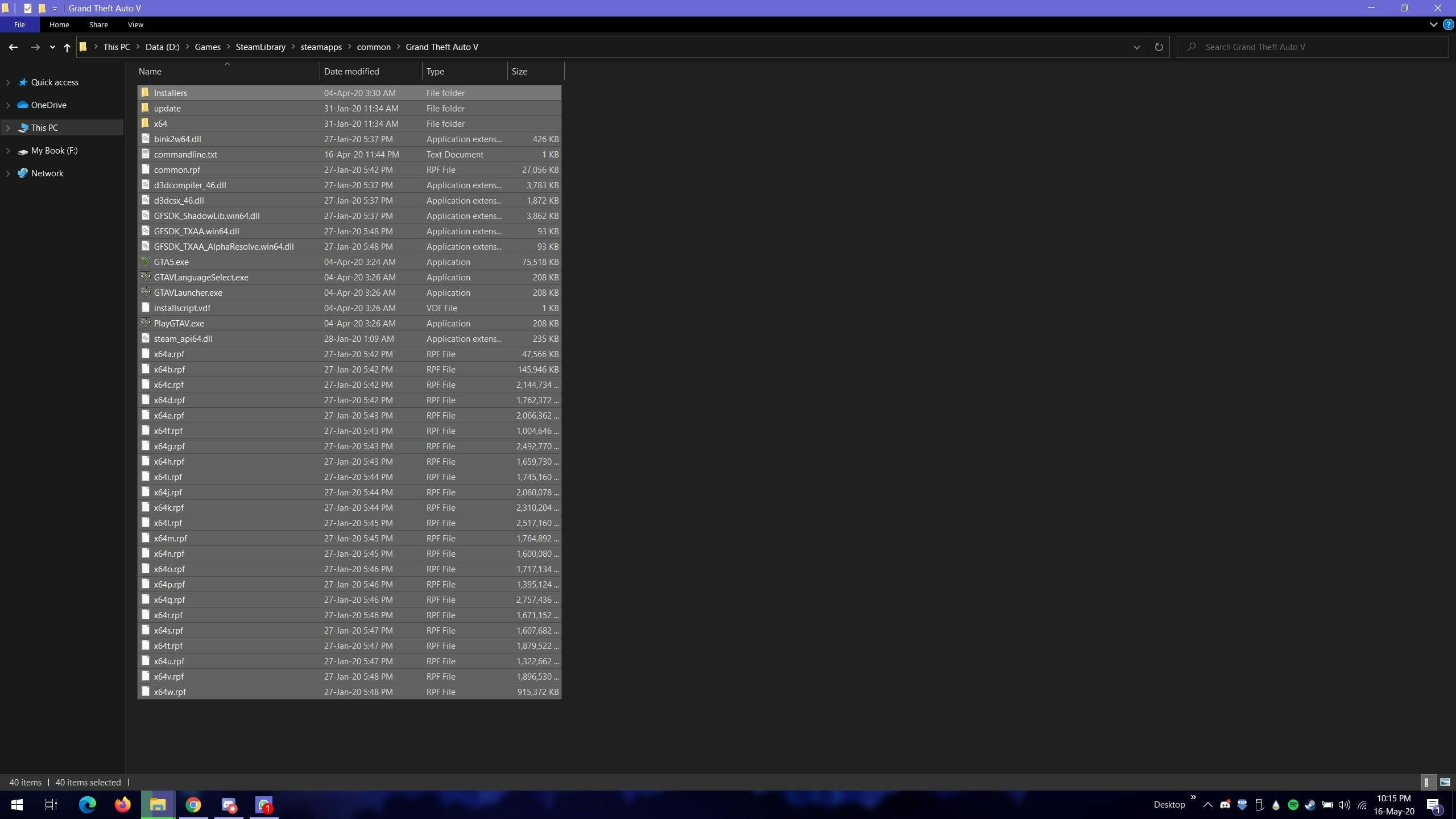 GTA V on Steam Installed Files