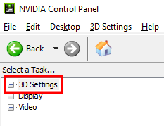screenshot for nvidia 3d settings for Encased launch issue