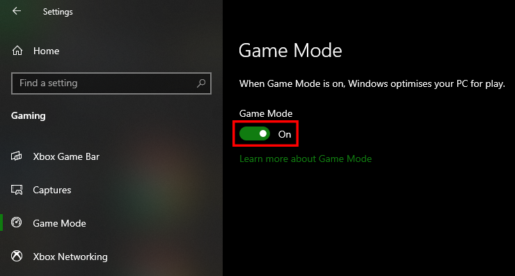 game mode windows 10