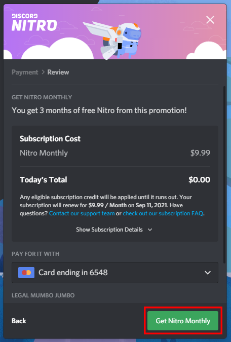 discord nitro credit card generator