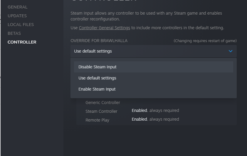 Disable steam input for Wrong Button Prompts