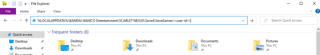 URL for finding scarlet nexus save file location