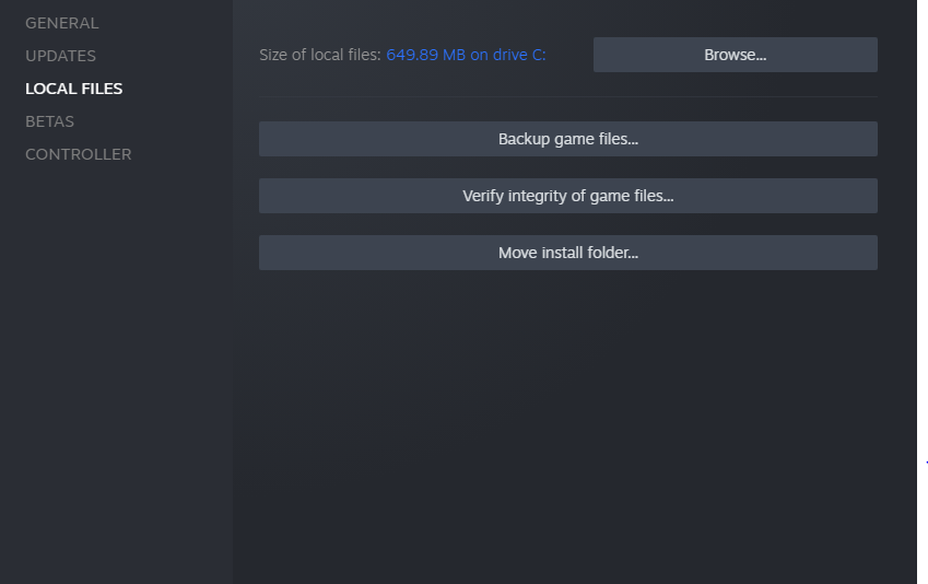 screenshot for verifying game cache in steam for FIFA 22 audio issues