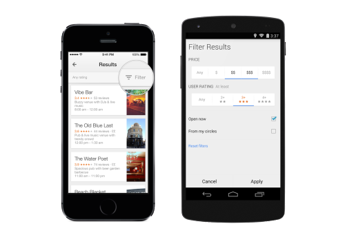 google-maps-Local Search Filters